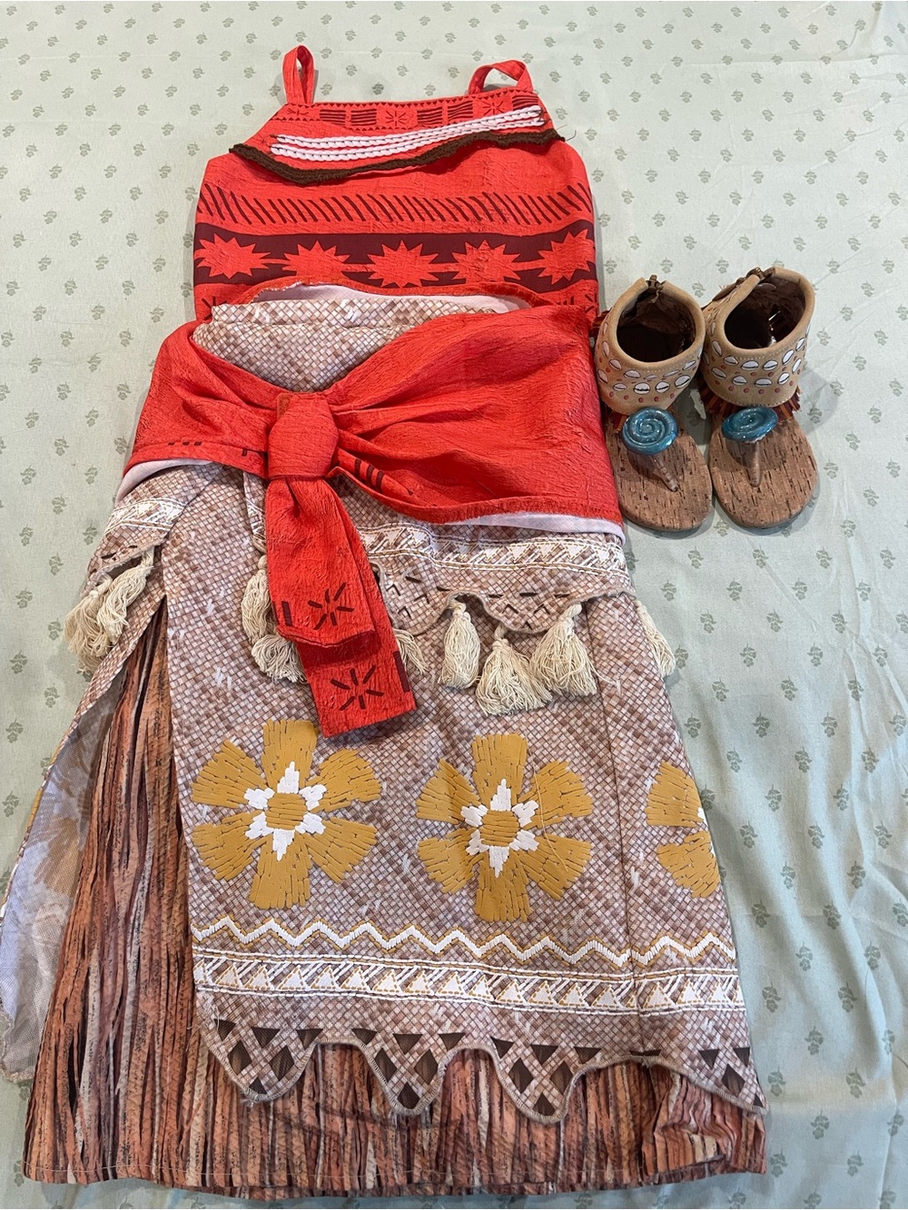 Disney Red and Gold Tribal Girls' Costume Dress with Boots